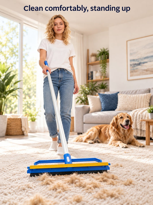 2-Piece Pet Hair Remover Set – Double-Sided Carpet Rake & Silicone Brush