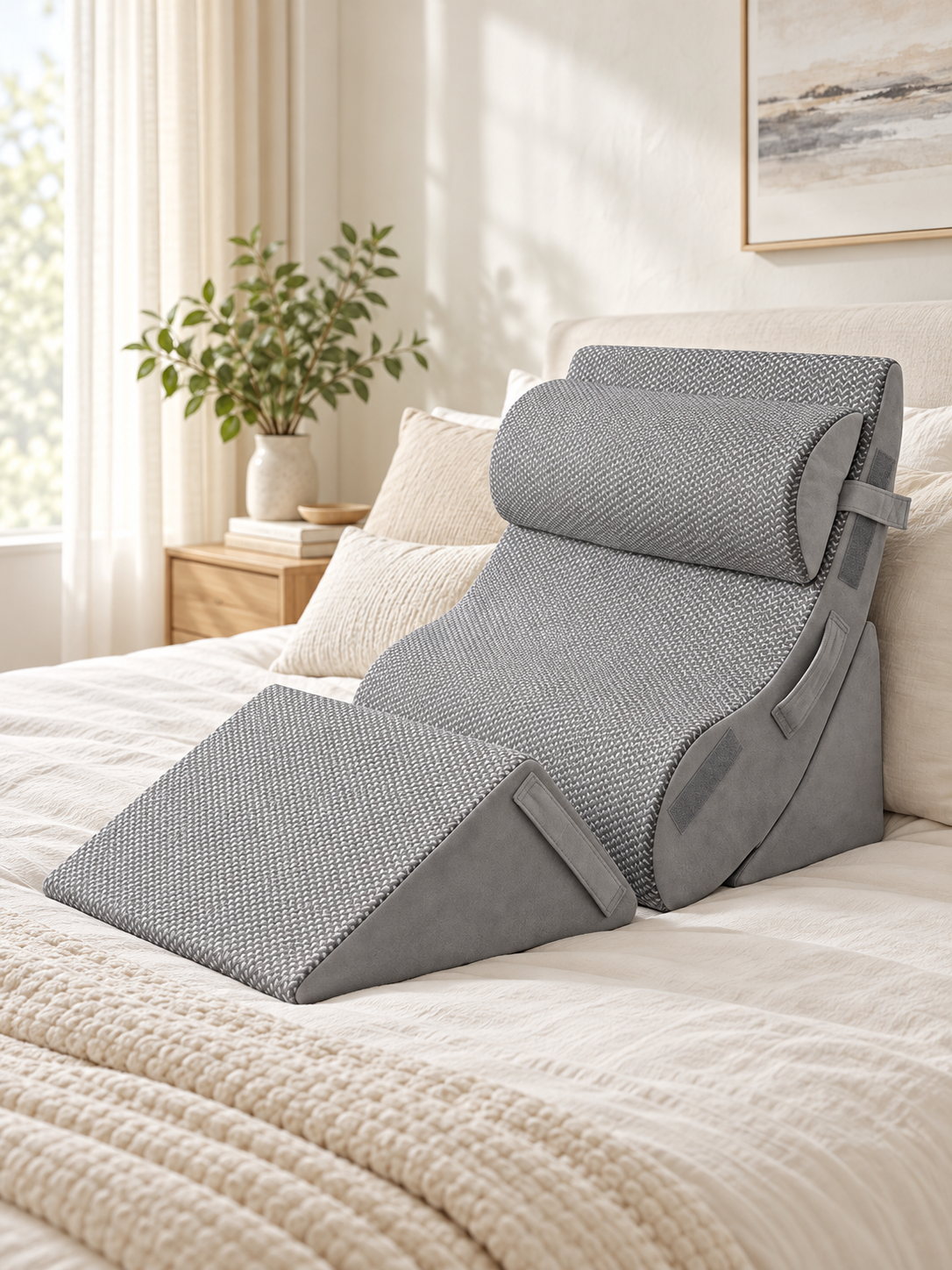 4-Pcs Modular Wedge Pillow Set for Reading & Lounging