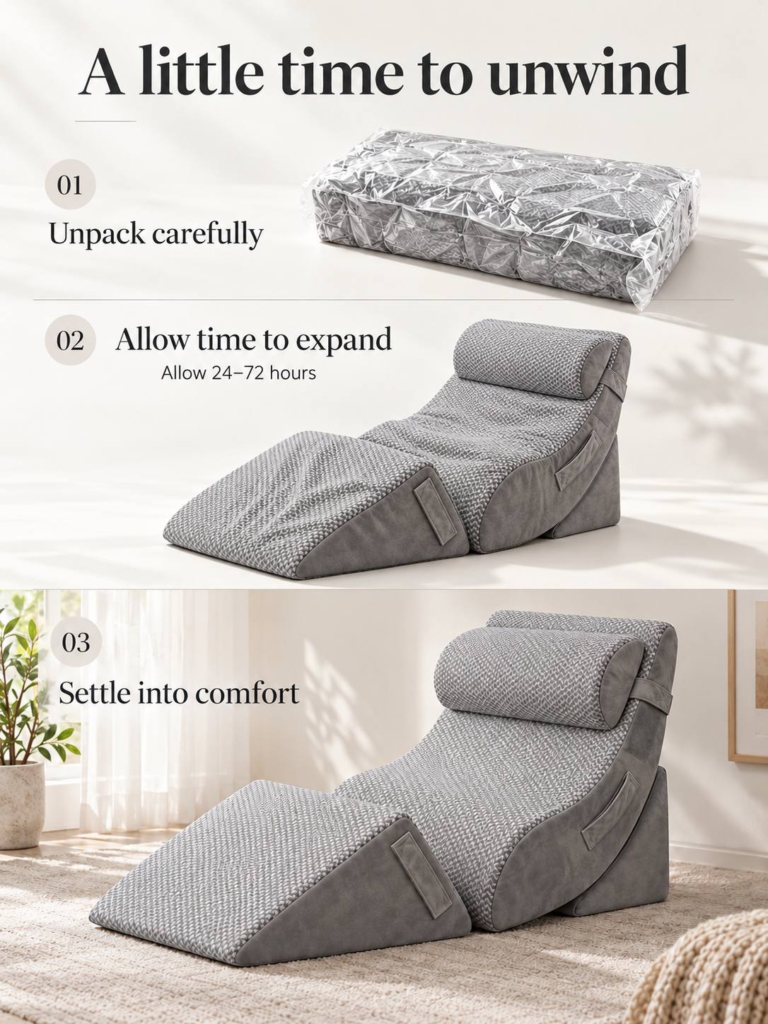 4-Pcs Modular Wedge Pillow Set for Reading & Lounging