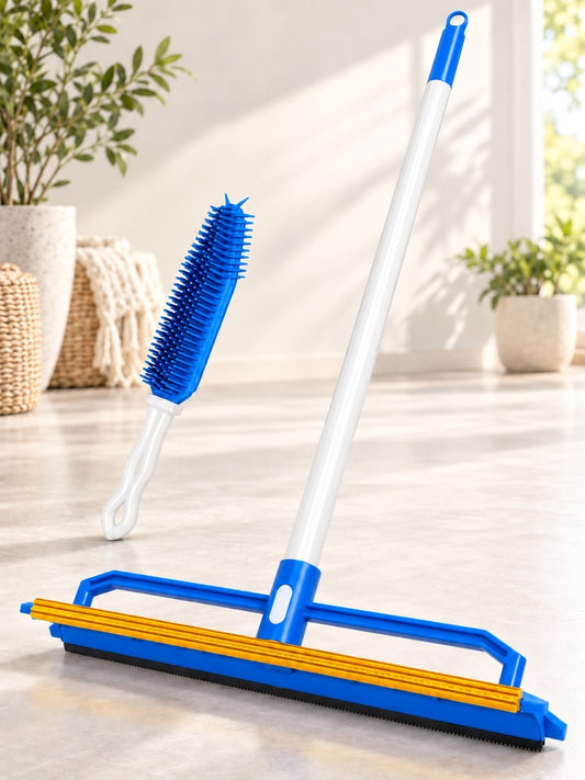 TOPMART2 Pcs Pet Hair Remover Set with Carpet Rake & Silicone Brush