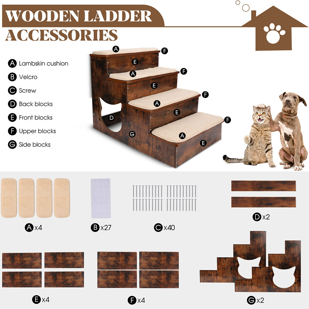 TOPMART - Wooden Pet Step Stool 160 Lbs - Large Dogs