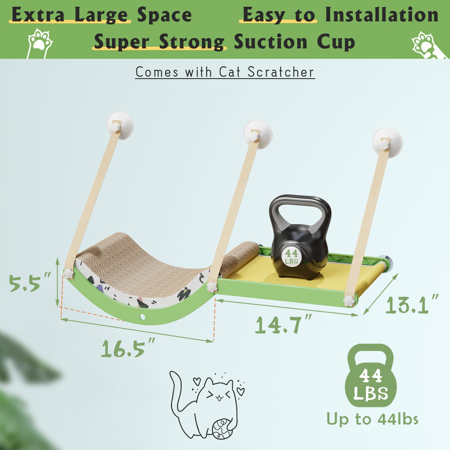 2-in-1 Large Cat Hammock - Fruity Green (44 lbs.) - TOPMART