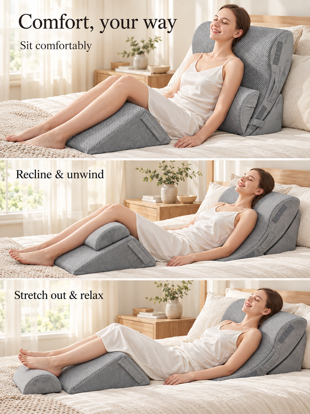4-Pcs  Modular Wedge Pillow Set for Reading & Lounging