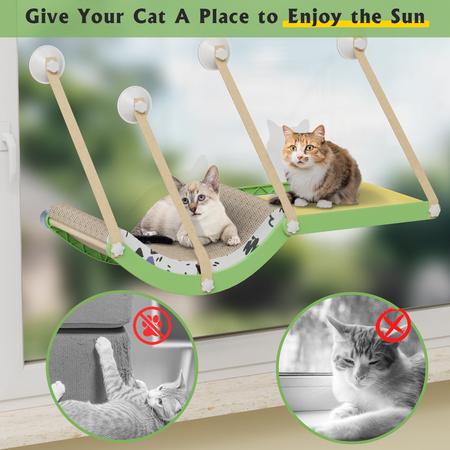 2-in-1 Large Cat Hammock - Fruity Green (44 lbs.) - TOPMART