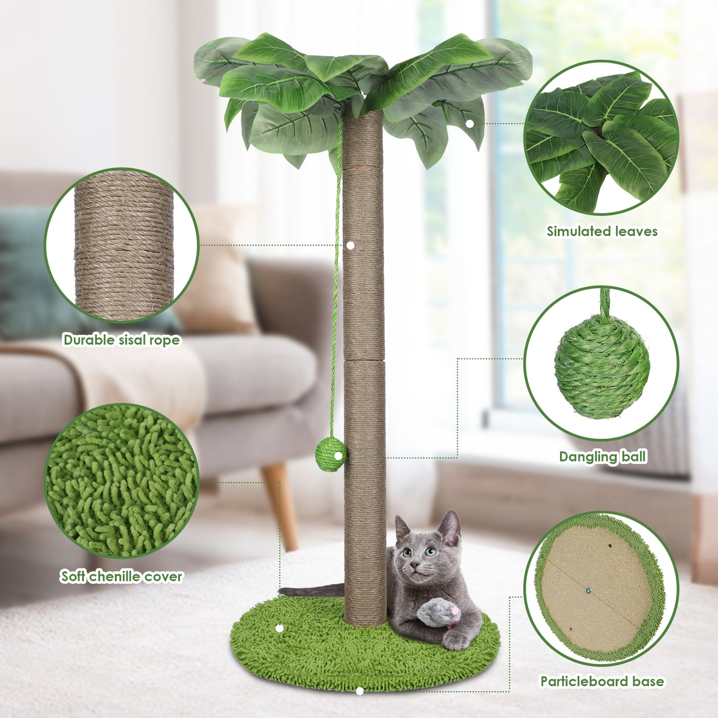 Cat Scratching Post Tree Shape-33.4" tall-TOPMART