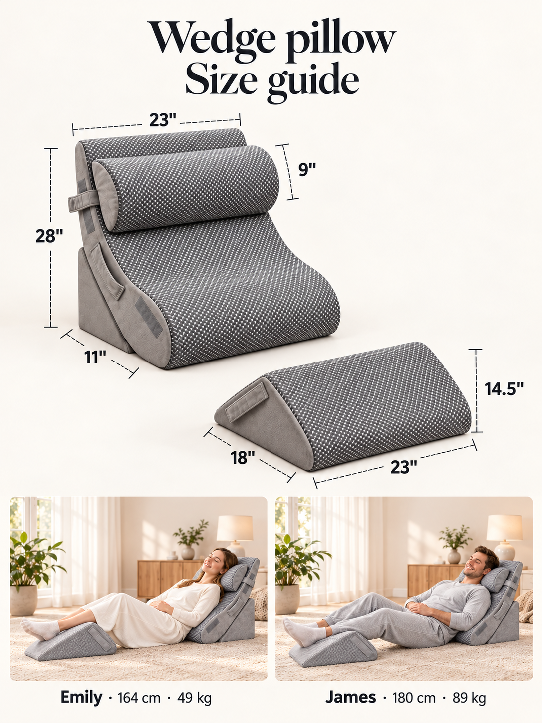 4-Pcs  Modular Wedge Pillow Set for Reading & Lounging