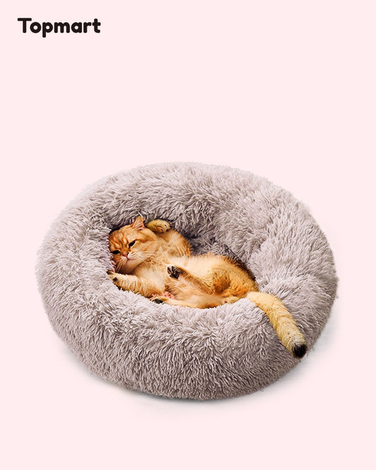 Topmart Deep Sleep Soothing Donut Shape Plush Pet Nest - 23"