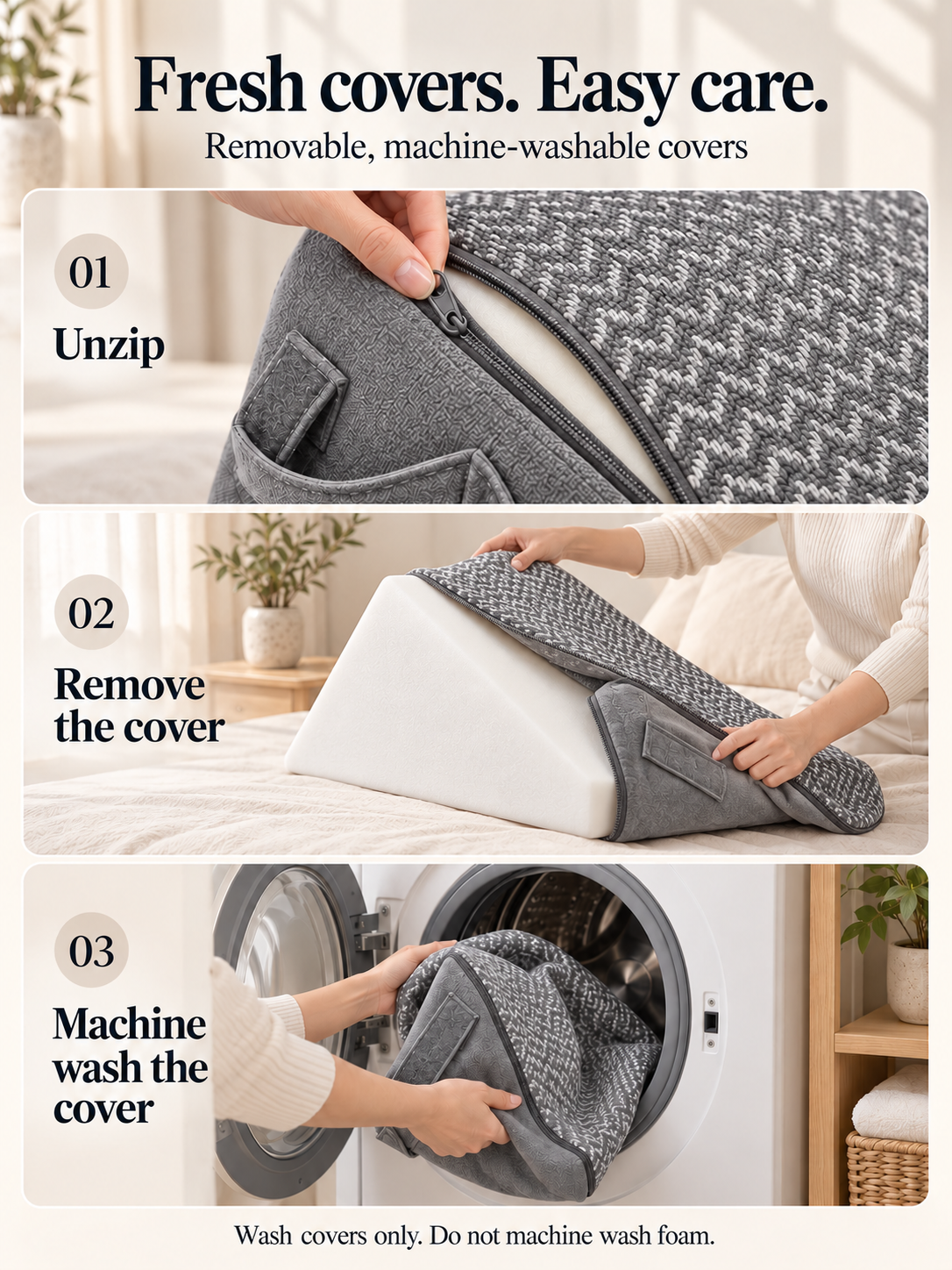 4-Pcs  Modular Wedge Pillow Set for Reading & Lounging