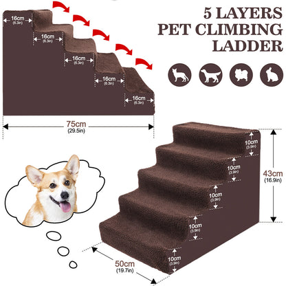 Topmart 5 Tier Plastic Dog Stairs for Puppies and Cats