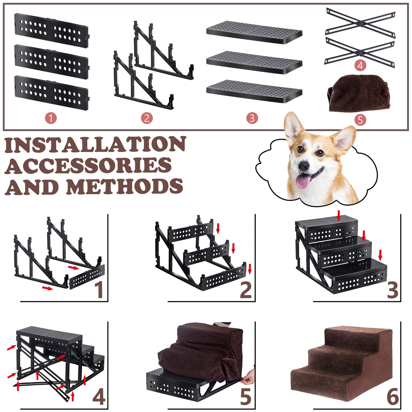 Topmart Pet Staircase Lightweight Plastic Version Extra Wide Type