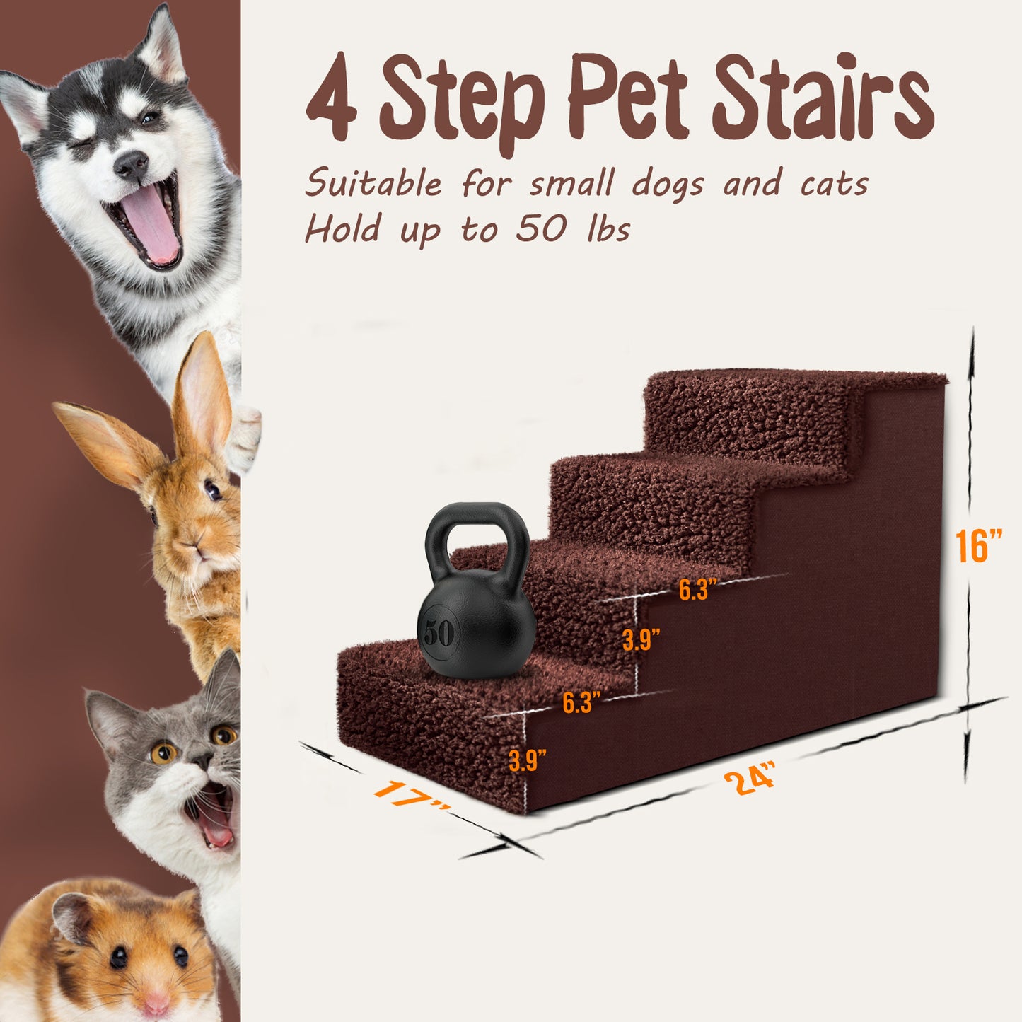 Topmart Pet Staircase Lightweight Plastic Version Extra Wide Type