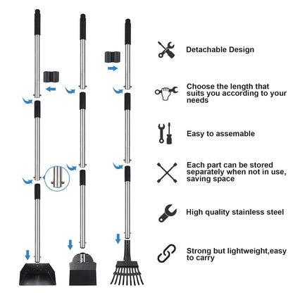 Topmart dog tray set with aluminium tray, rake and shovel, long steel rod
