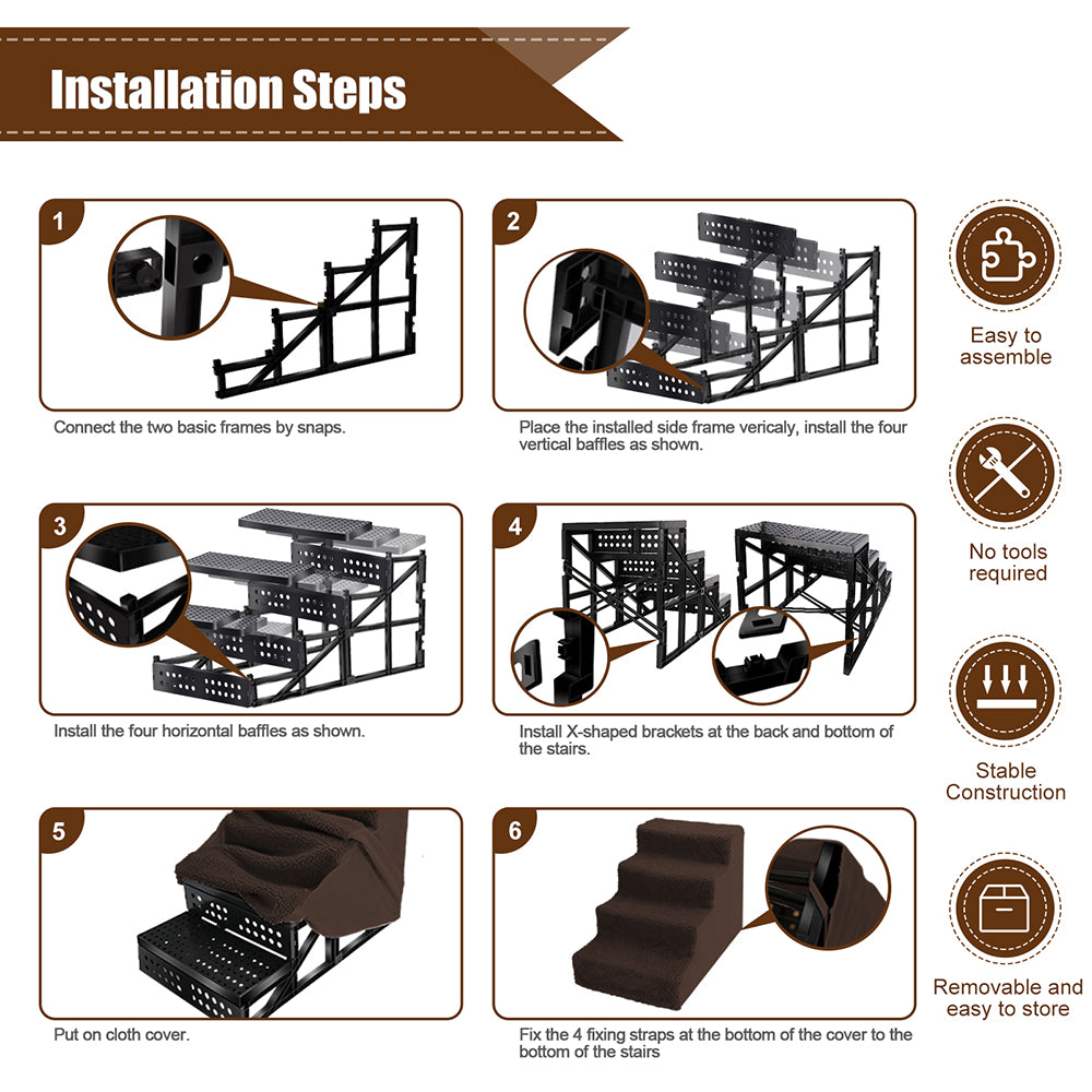 4-TIERS LIGHTWEIGHT PLASTIC PET STAIRS