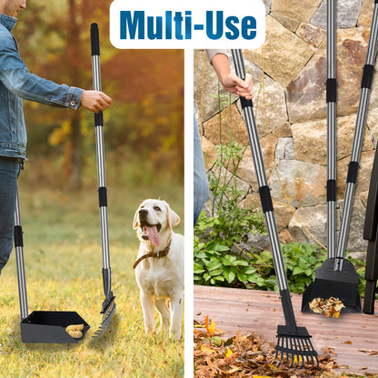 Topmart dog tray set with aluminium tray, rake and shovel, long steel rod