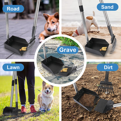 Topmart dog tray set with aluminium tray, rake and shovel, long steel rod