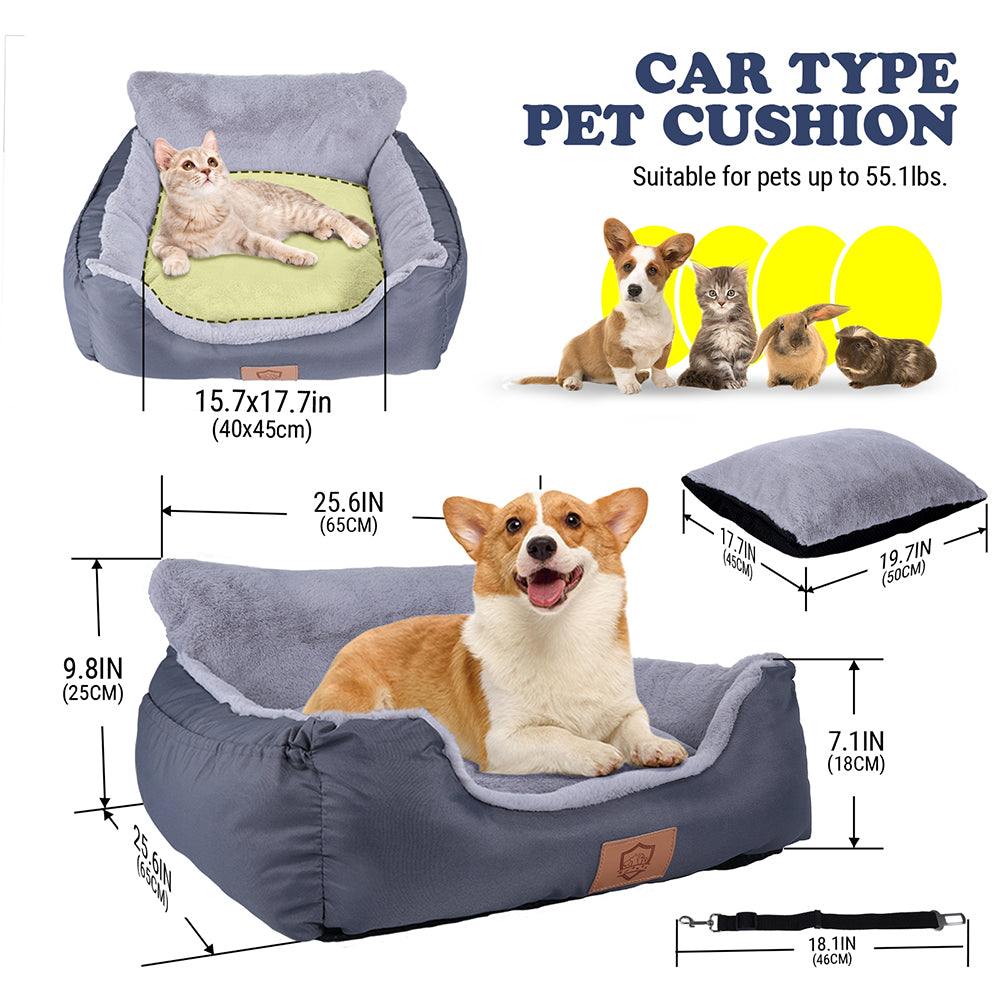 Topmart Small Dog Cat Car Seat, Pet Booster Seat Grey